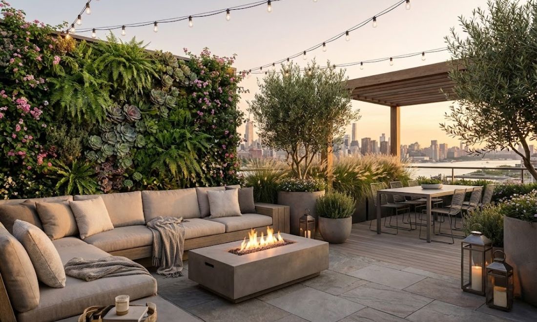 Tiểu cảnh sân thượng cho nhà ống 