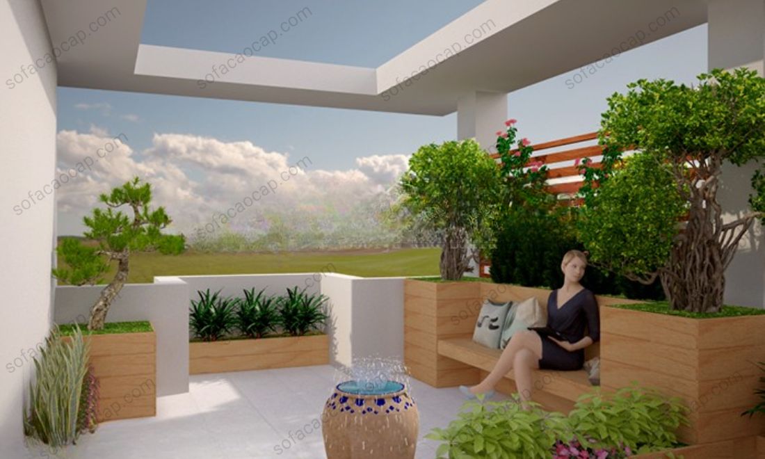 iểu cảnh sân thượng đẹp của biệt thự lớn