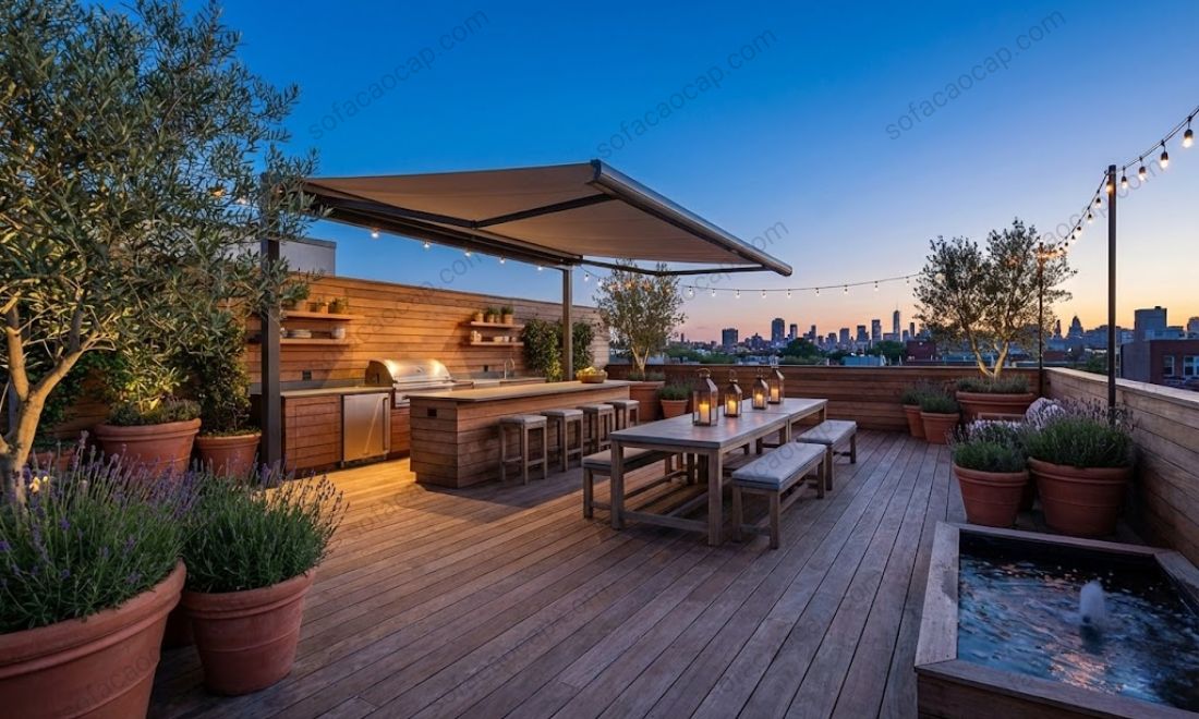 tiểu cảnh cho sân thượng của nhà ống 