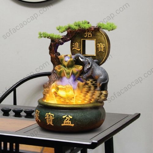 Alternative view of Tiểu Cảnh Thác Nước Hũ Vàng Tài Lộc Bàn Làm Việc