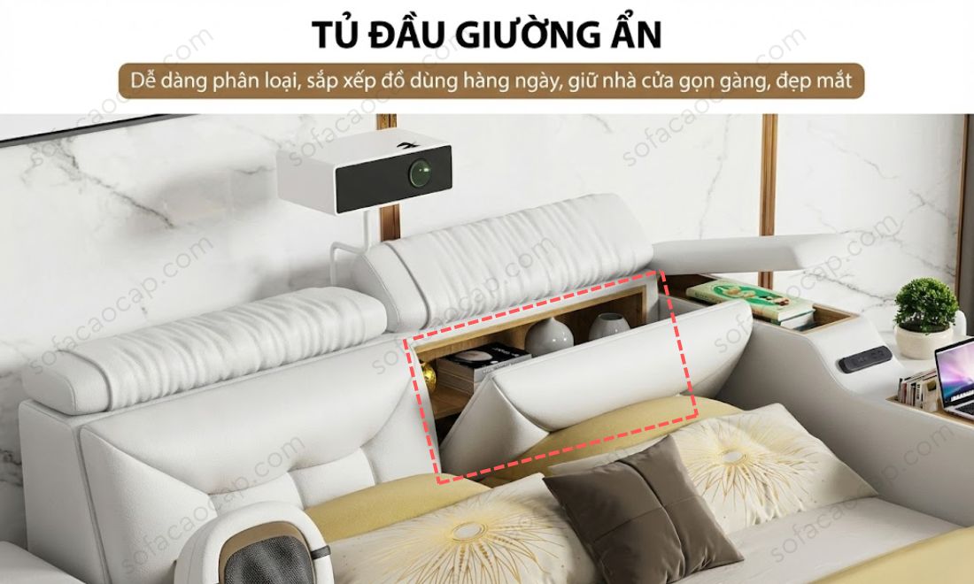 Hộc chứa đồ phía đầu giường của giường thông minh GM24