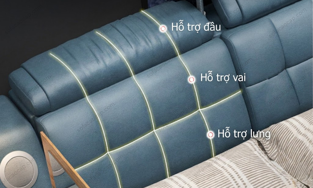 Giường ngủ massage cao cấp đa năng GM043 sở hữu phần tựa đầu giường êm ái, thiết kế chuẩn công thái học 