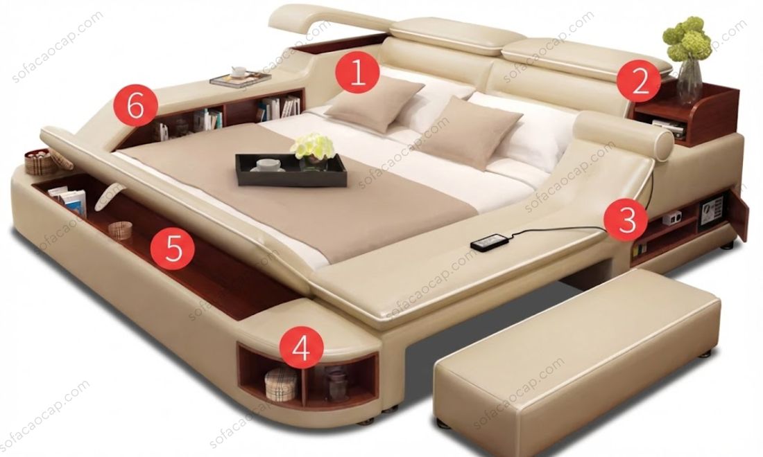 Hệ ngăn chứa đồ thông minh trên giường ngủ đa năng GMX049