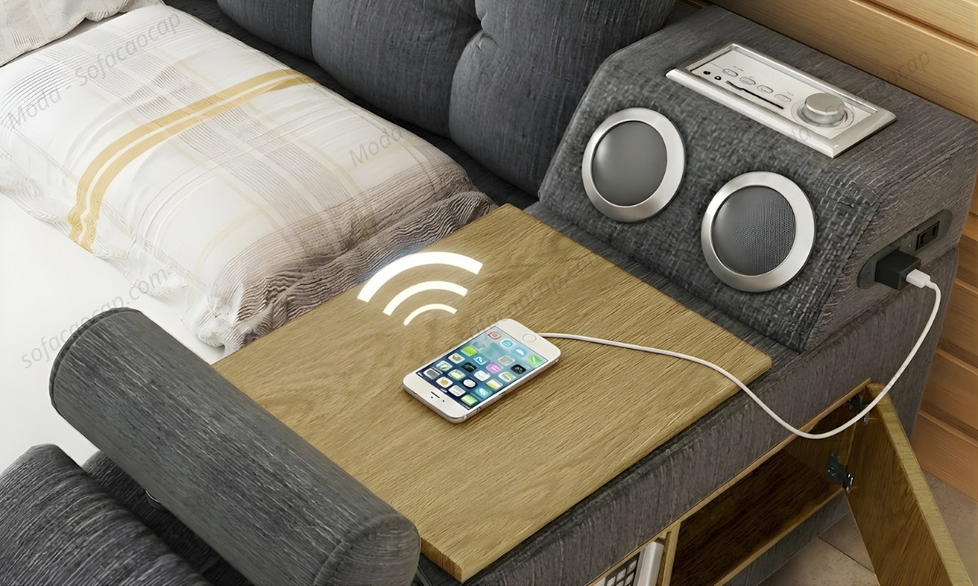 Giường ngủ massage cao cấp hiện đại đi kèm bàn làm việc mini 