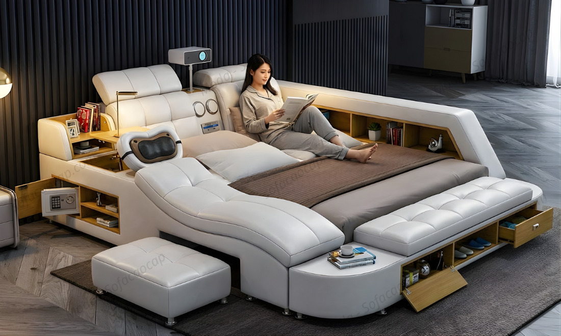 Với thiết kế chuẩn công thái học, tựa đầu giường là nơi lý tưởng để dựa người mỗi khi đọc sách 