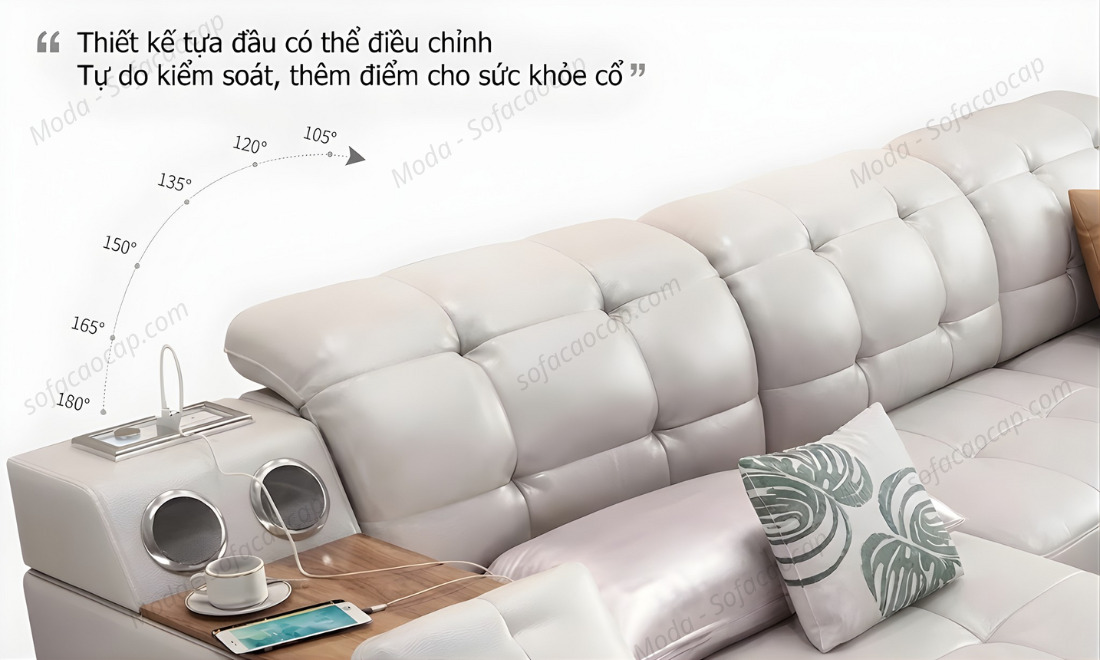 Tựa đầu điều chỉnh linh hoạt của giường ngủ massage cao cấp, đa năng này 