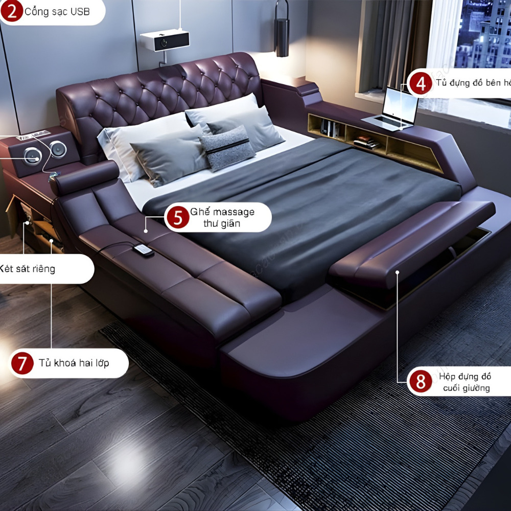 các tiện ích có trên giường ngủ có ghế massage gmx030