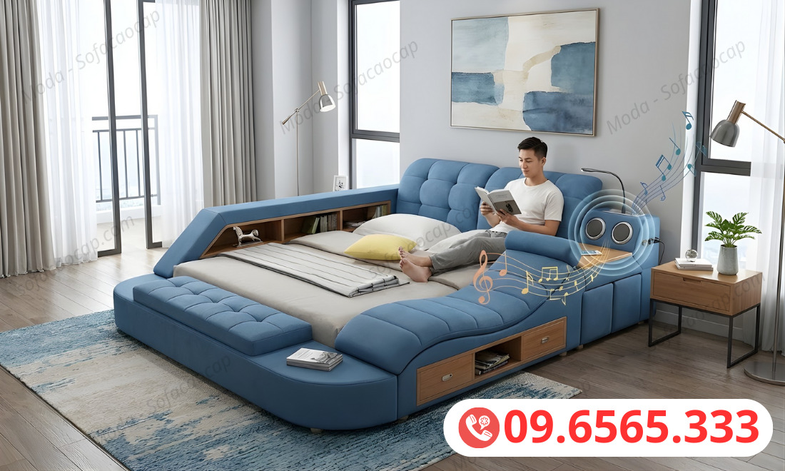 Hình ảnh giường tatami có ghế mát xa GMX029 tại nhà anh Huy ở Nghệ An 