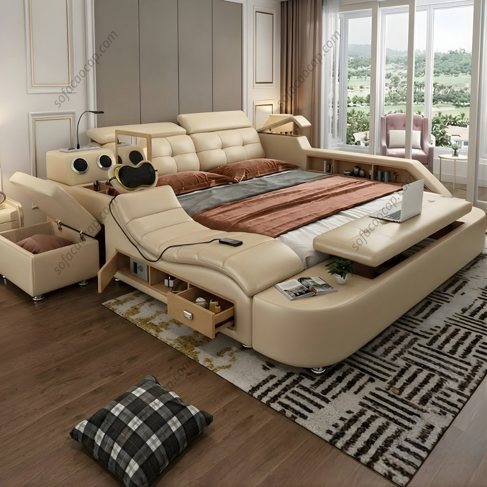 Giường ngủ massage đa năng GMX031 màu be