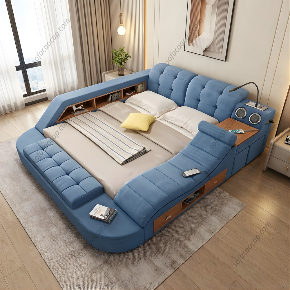 Giường ngủ massage gmx 029 màu xanh dương