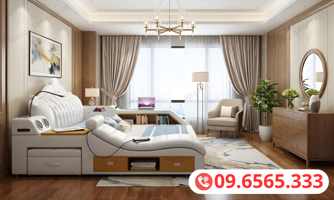Ảnh giường ngủ massage cao cấp, đa năng GMX 019 tại nhà chị Thủy ở Hải Dương 