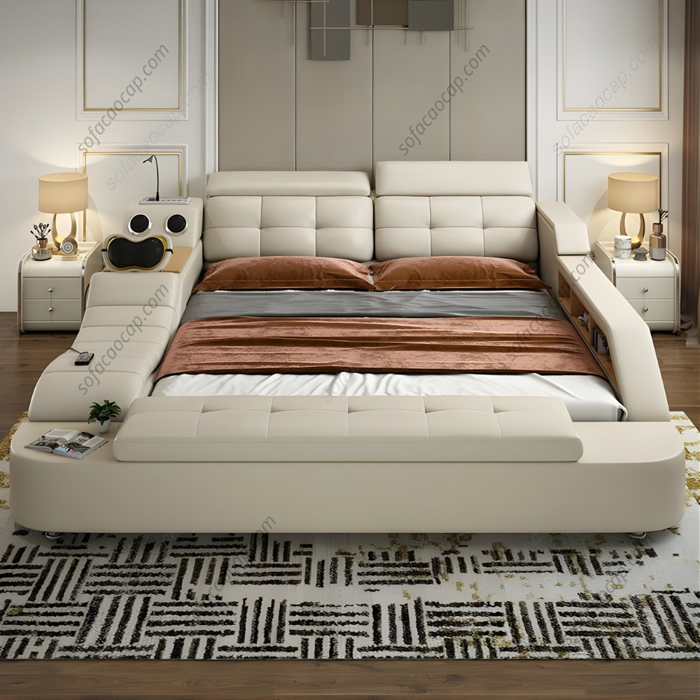 Giường ngủ thông minh hiện đại gmx031 màu trắng