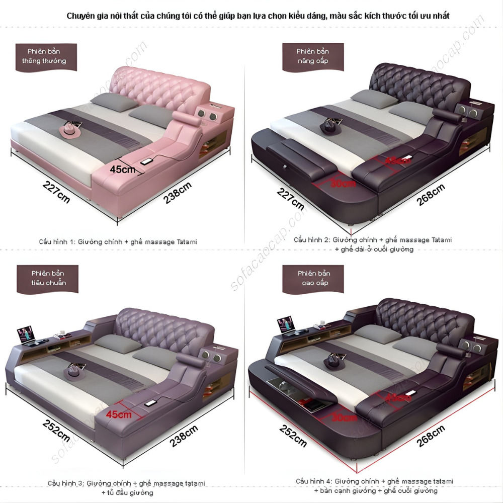 các phiên bản của giường ngủ tích hợp ghế massage gm 030