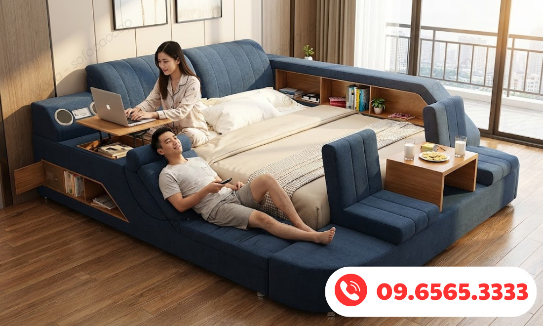 Giường thông minh đi kèm ghế massage GM 043 tại nhà anh Quân 