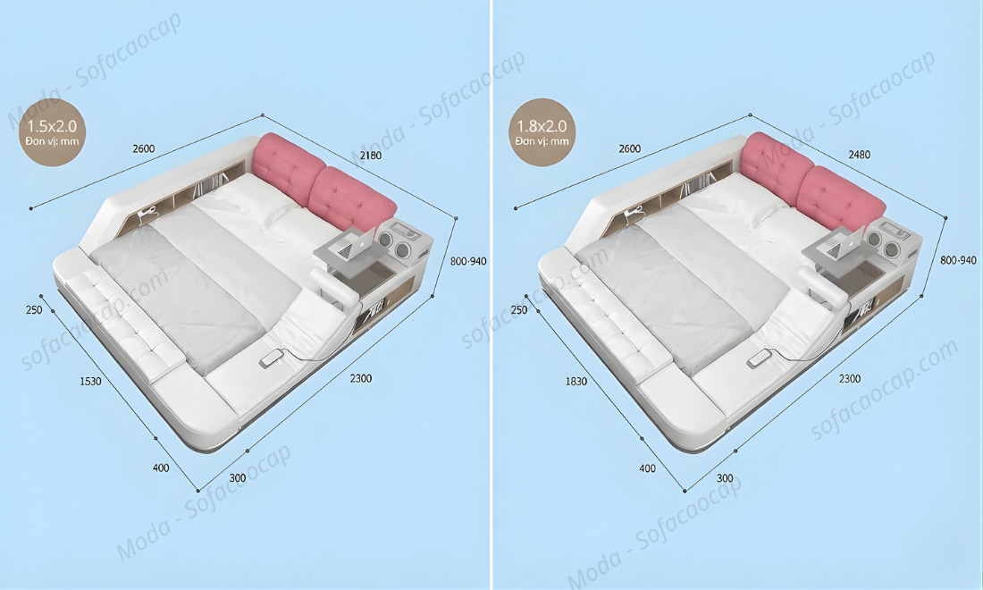Kích thước của em giường ngủ thông minh đa năng này 