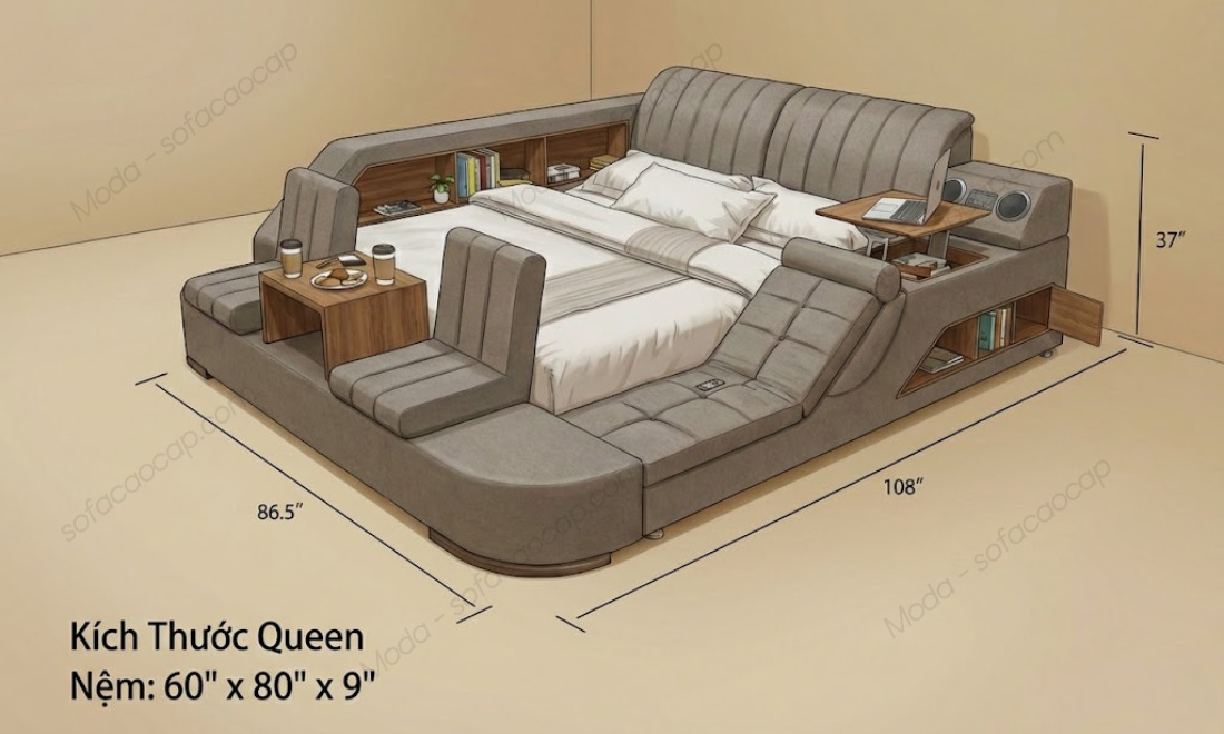 Kích thước loại 2 của giường ngủ hiện đại GM043