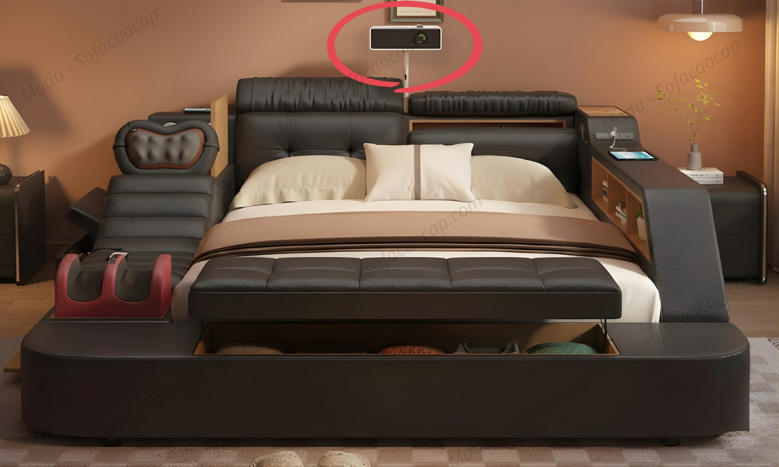 Giường ngủ massage tích hợp máy chiếu phim mini đầu giường 
