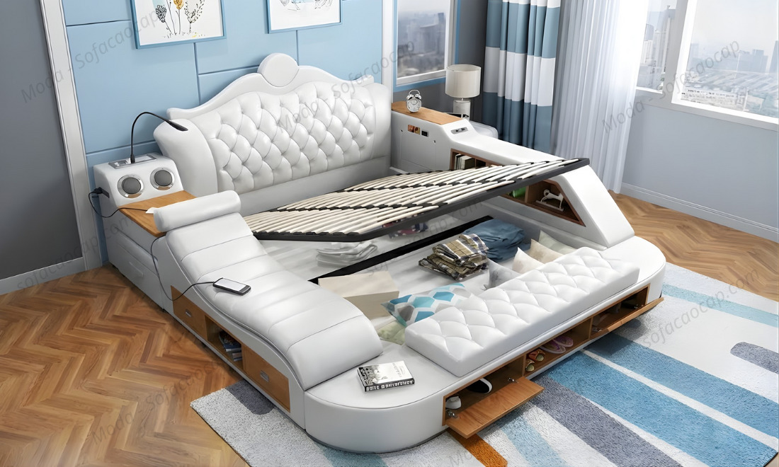 Nan giường được làm bằng gỗ thông nên cực kỳ chắc chắn 