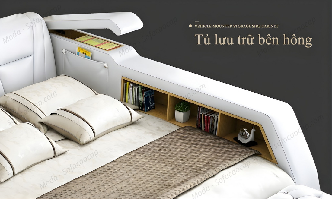 Giường massage cao cấp, đa năng Gmx034 đi kèm tủ lưu trữ bên hông