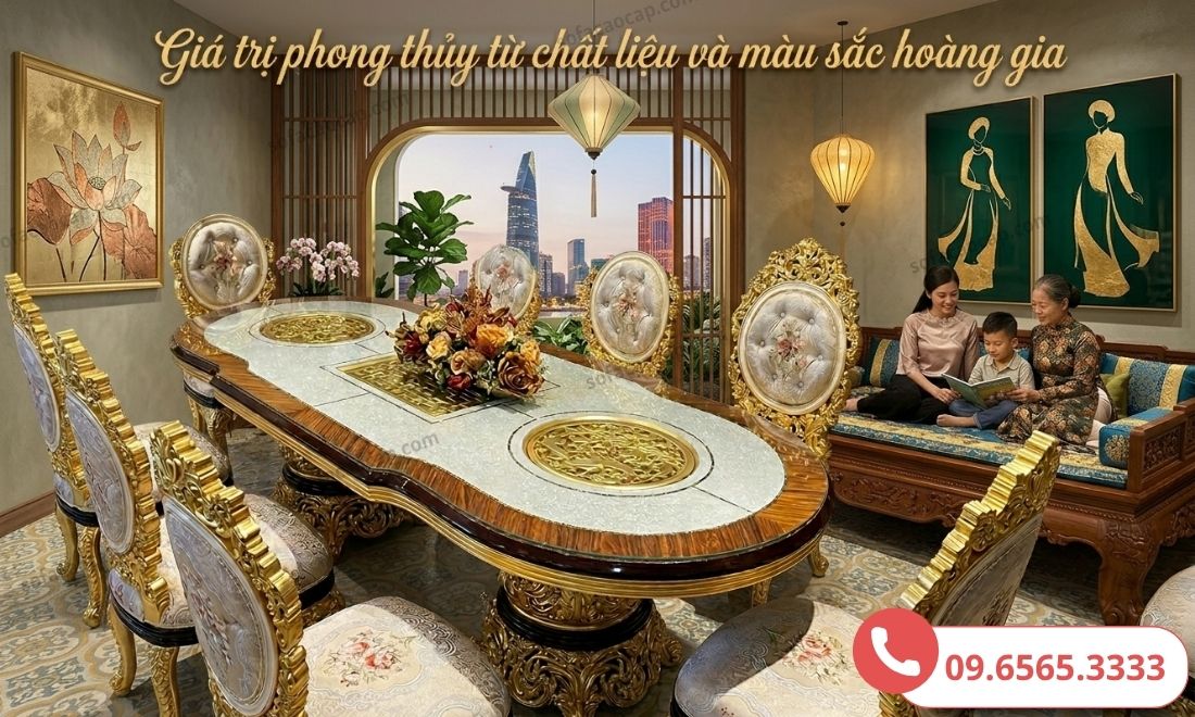 Giá trị phong thủy từ chất liệu và màu sắc hoàng gia