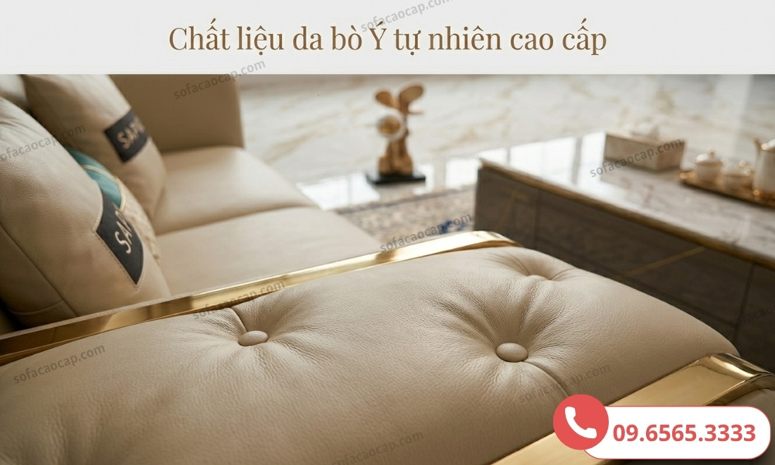 Ghế sofa phòng khách chất liệu da Ý