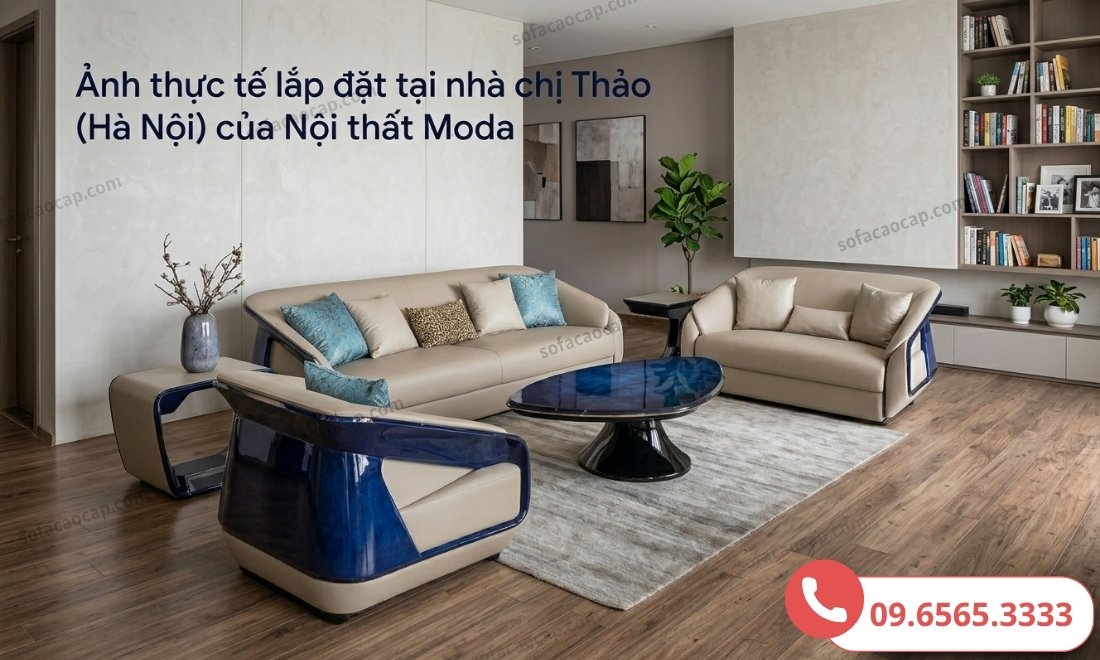 Hình ảnh thực tế lắp đặt tại phòng khách của khách hàng (Nội thất Moda)