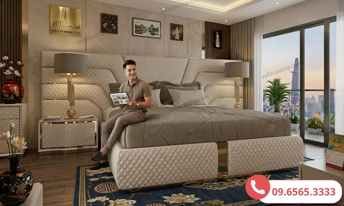 Giường bọc da phong cách châu Âu: Đẳng cấp thượng lưu & Bền bỉ