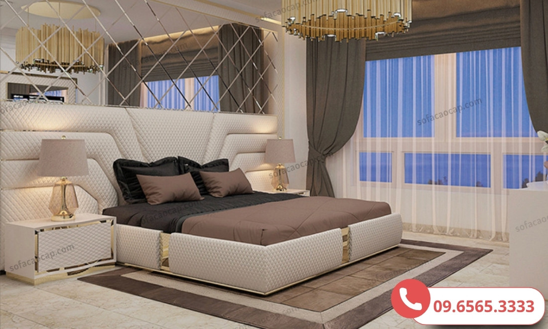 Giường ngủ cao cấp đặt trong không gian sang trọng