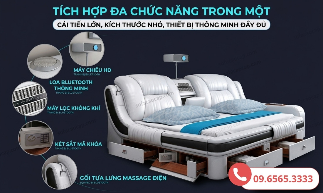 Các dịch vụ tiện ích tích hợp trên giường thông minh