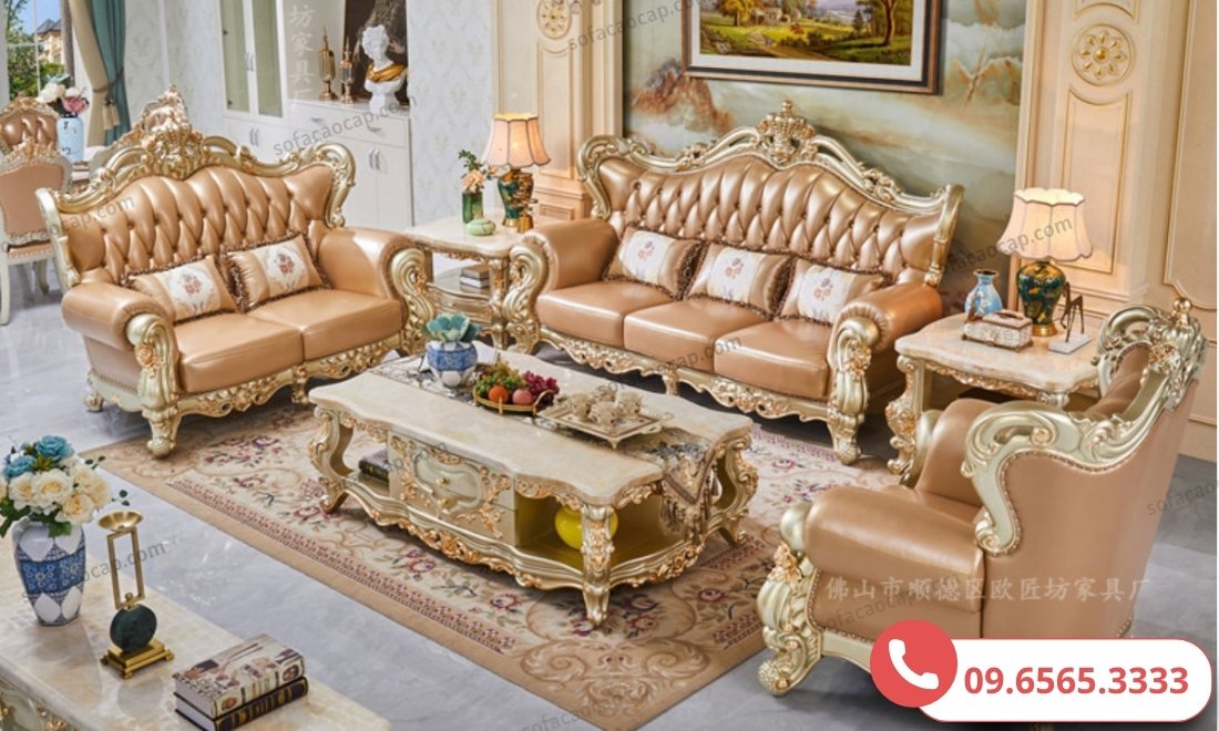 Ngoại hình tổng quan của bộ sofa da thật cao cấp nhập khẩu SFT10