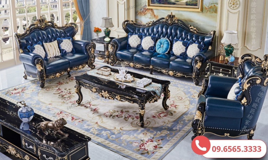 Sofa tân cổ điển SFT03 da thật