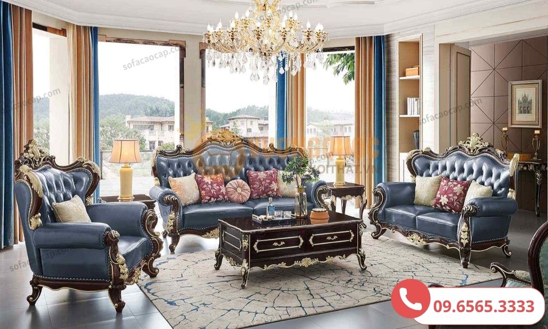 Bộ sofa nhập khẩu xanh navy hottrend 2026