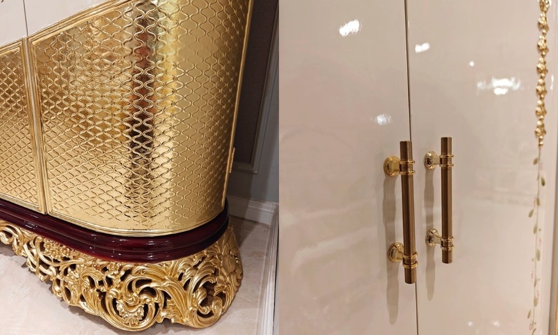 Tủ quần áo nhập khẩu nghệ thuật chạm khắc và dát vàng 24K đẳng cấp